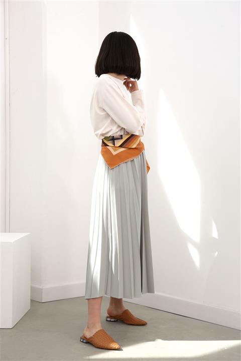 ALLDAY Kadın Mint Piliseli Uzun Etek