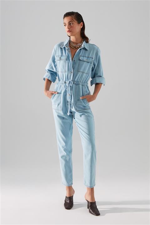 TRENDYOLMİLLA Mavi Bağlama Detaylı Denim Tulum TWOAW22TU0020