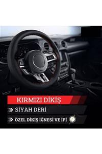 MOPS Dacia Duster 2010-2018 Hakiki Deri Direksiyon Kılıfı Dikmeli Kırmızı Dikişli