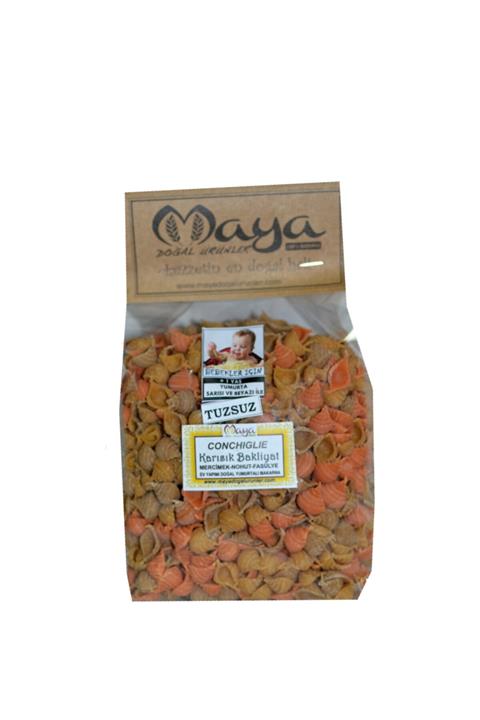 MAYA DOĞAL ÜRÜNLER Conchıglıe Bebekler Ve Çocuklar Için Küçük Kesim Karışık Bakliyat Makarna (tuzsuz) 500gr