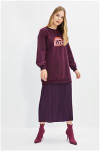 Trendyol Modest Mürdüm Örme Sweatshirt TCTAW22TW0057