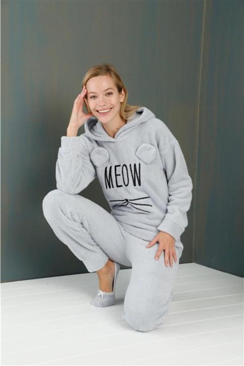 BERİN HOMEWEAR Kadın Welsoft Kışlık Kapşonlu Pijama Takımı