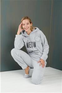 BERİN HOMEWEAR Kadın Welsoft Kışlık Kapşonlu Pijama Takımı