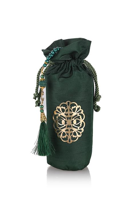 ikrahac Yeşil Osmanlı İpeği Şantuk Kese Seccade İnci Tespih 20x10