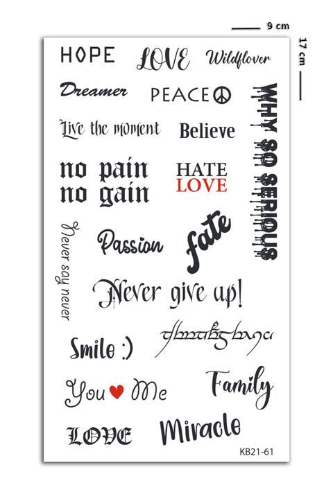 BP Tattoo Karışık Yazılı Geçici Dövme