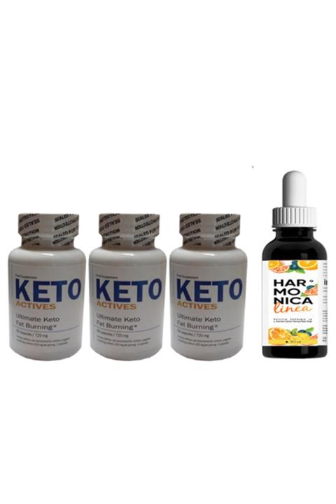 HİNTOHU Keto Actives Weight Loss Kilolara Elveda 60 Pcs 3 Adet + Harmonica Linea 30ml Damla