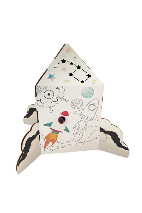 PriGo Space Dijital Baskılı Roket Oyun ve Boyama Evi