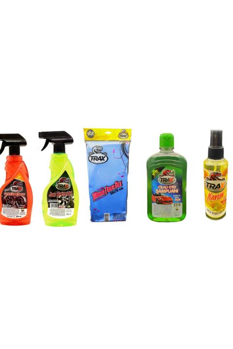 TRAX Araç Yıkama Temizlik Kiti Lastik Tampon Parlatıcı Jant Temizleyici Cilalı Şampuan Bez Koku