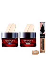 L'Oreal Paris Revitalift Lazer X3 Yaşlanma Karşıtı Gece Kremi 50 ml + Gündüz 50 ml + Infaillible Kapatıcı 332