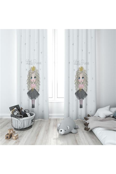 Lolla Prenses Kız Beyaz Fon Perde 236