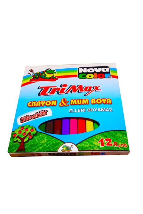 Nova Color Trimax Silinebilir Elleri Boyamaz Crayon Mum Pastel Boya 12 Renk