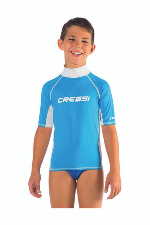 Cressi Rash Guard Junior Boy Kısa Kollu T-Shirt BLUE-WHITE 1