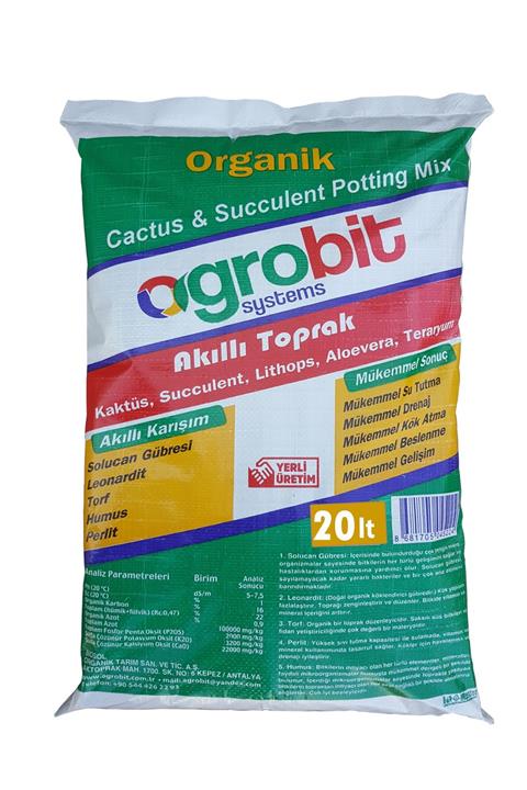 agrobit Kaktüs Aloevera Lithops Ve Succulent Zengin Karışım Akıllı Toprak 20 lt