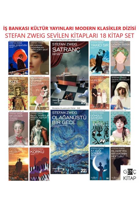 İş Bankası Kültür Yayınları Iş Bankası Stefan Zweıg 18 Kitap Set Modern Klasikler Dizisi Satranç-olağanüstü Bir Gece-kızıl-korku