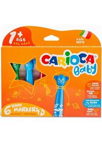 CARIOCA Baby Teddy 6'lı Keçeli Boya Kalemi Süper Yıkanabilir Jumbo +1 Yaş