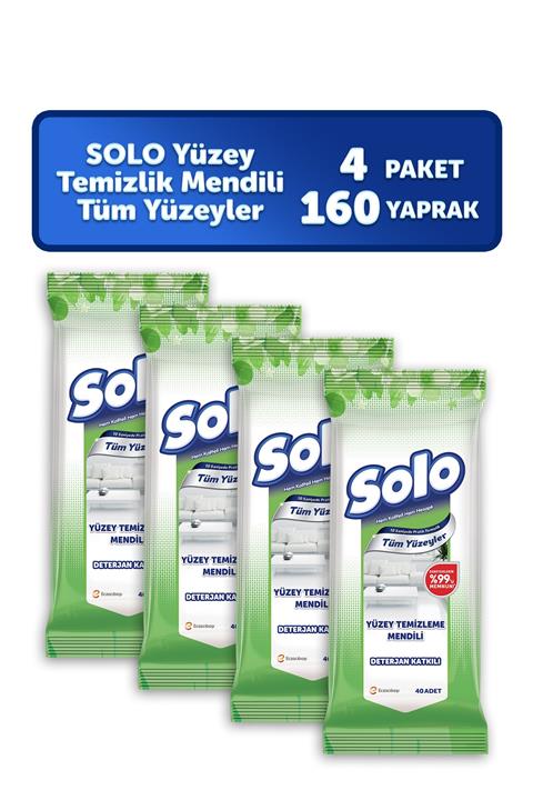 Solo Tüm Yüzeyler Temizleme Mendili 4'lü 160 Yaprak