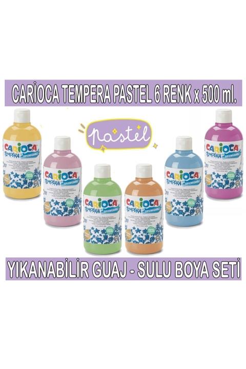 CARIOCA Tempera Pastel Renkler Yıkanabilir Sulu Boya Seti 6 Renk X 500 ml.