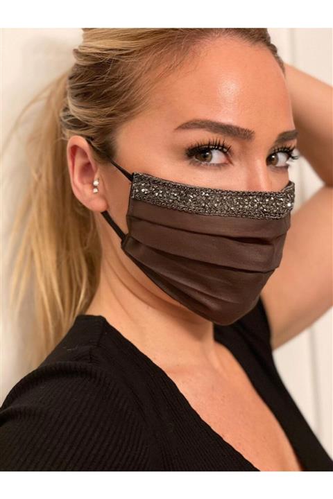 MaskeTrendi Taşlı Kahve Maske