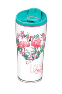 Herevin 440 ml Flamingo Desenli Konik Kahve Kupası (Mug)