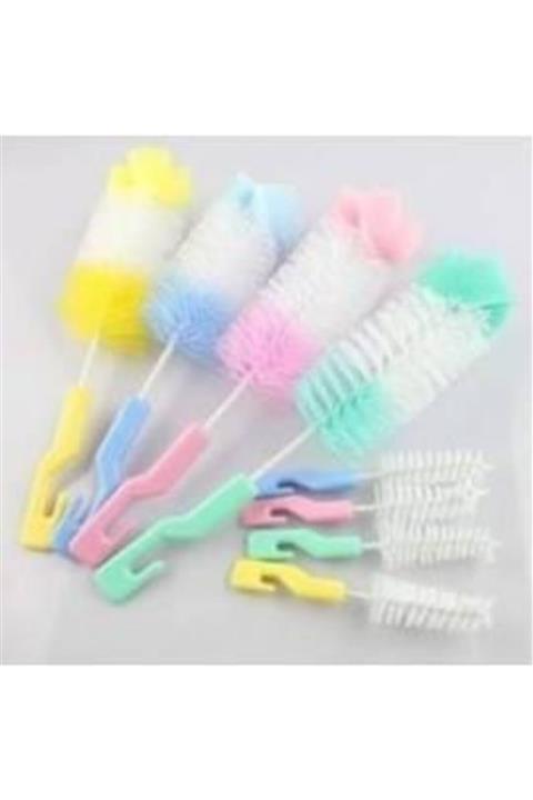 Çokuygunuz Unisex Bebek Renkli Plastik Hijyenik Biberon Temizleme Yıkama Fırçası Seti