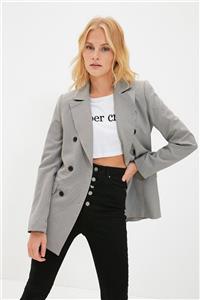 TRENDYOLMİLLA Gri Düğmeli Blazer Ceket TWOAW21CE0470