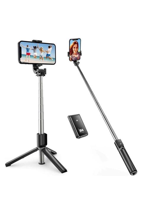 TahTicMer Selfie Çubuğu Bluetooth Kumandalı Kablosuz Tripot Monopod Selfie Stick