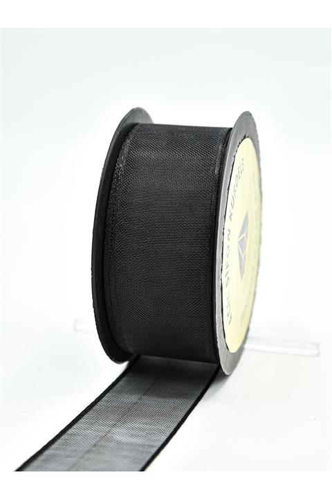E Elmas Siyah Şifon Kurdele 4cm-20m