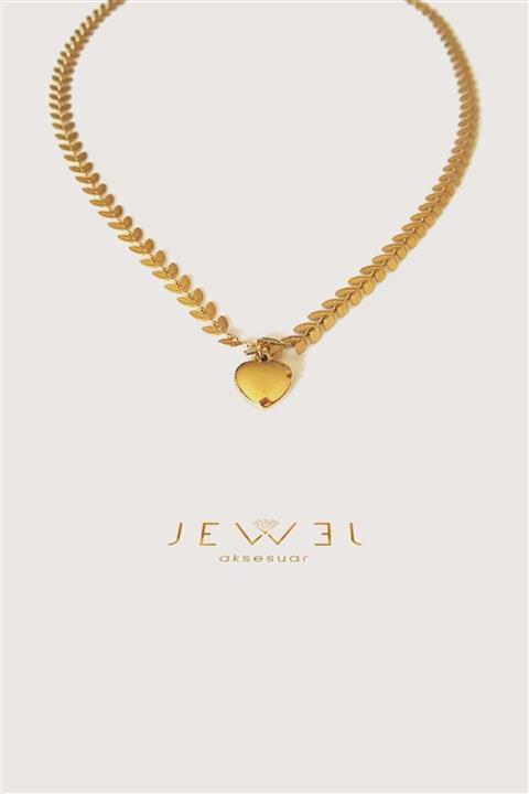 Jewel Yaprak Zincir Gold Altın Kaplama Kolye