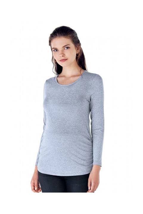 Ebru Maternity Ebru 4239 Yuvarlak Yaka Hamile Basic Tişört