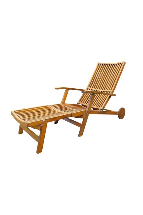 INTERBUILD REAL WOOD Interbuild Masif Akasya ,stockholm Ayarlanabilir Katlanır Şezlong, Altın Tik Renk