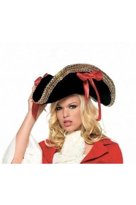 Lisinya Fiyonklu Kadife Yetişkin Boy Korsan Şapkası