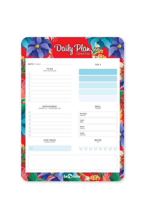 Le Color Çiçek Günlük Planlayıcı Blok Begonya
