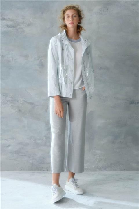 Yargıcı Kadın Açık Gri Garni Detaylı Yağmurluk 0KKYM5403X