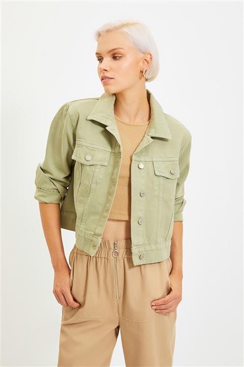 TRENDYOLMİLLA Mint Crop Denim Ceket TWOAW22CE0225