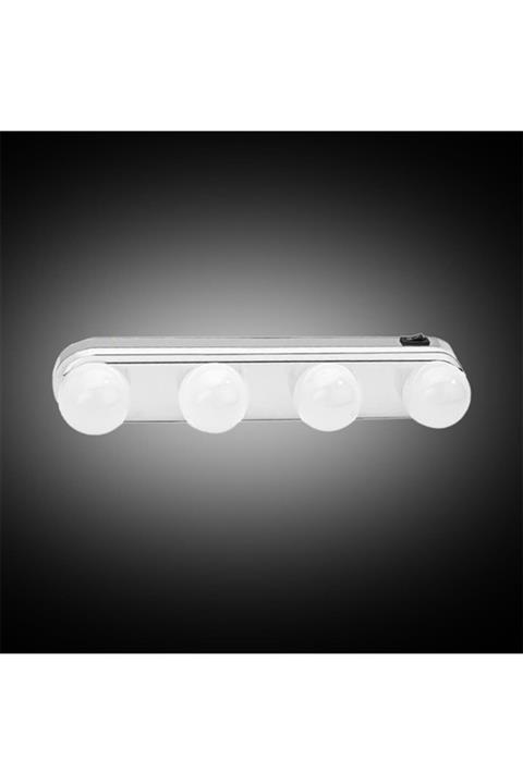 FLY BAZAAR Buffer Kablosuz Parlak Banyo Stüdyo Makyaj Aynası Işığı Pilli Vantuzlu Taşınabilir 4 Led Amp