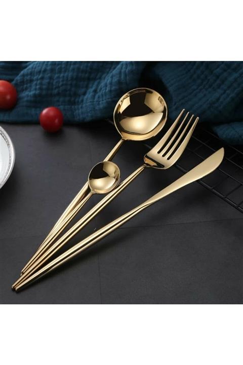 DMR LİFE Elit Gold Çatal Kaşık Bıçak Seti 72 Parça 12 Kişilik (altın Kaplama)