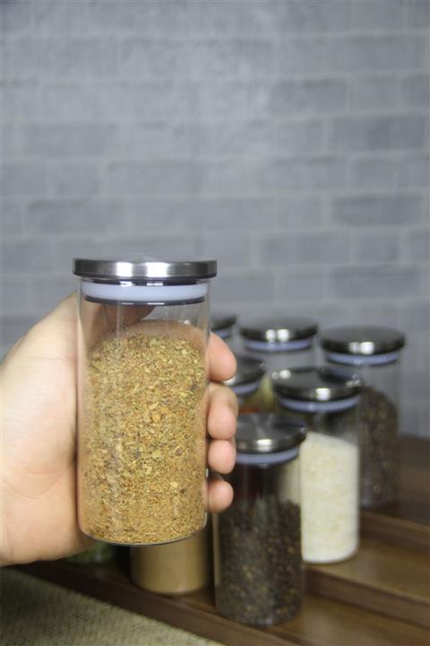 İLİVA 10 Adet Metal Kapaklı Cam Baharatlık Seti, Vakumlu Borasilikat Mini Kavanoz, Paslanmaz Kapak -300 Ml