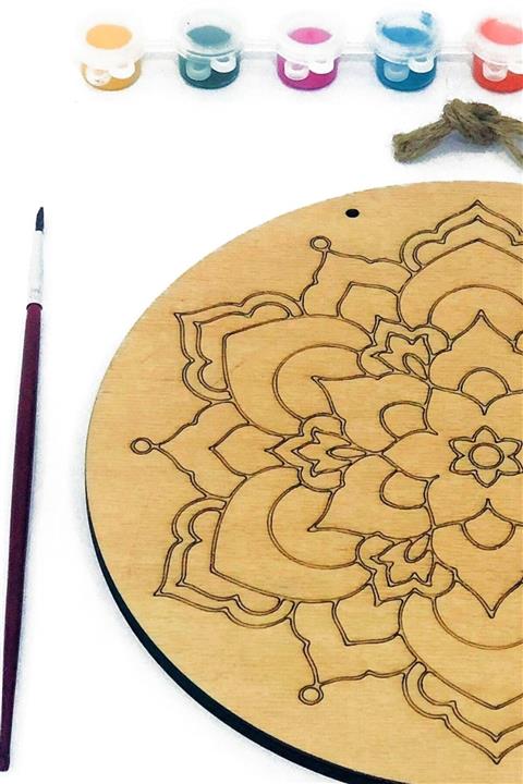 Art inside Ahşap Boyama Tuval Seti Çiçek Mandala Temalı Hediye Hobi Kiti