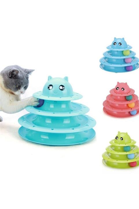MODIES Tower Of Tracks Eğlenceli Üç Katlı Kedi Oyuncağı Seti Kedi Oyunu