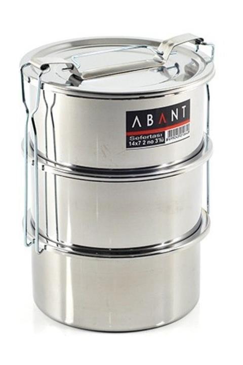 Abant Çelik 3'lü Sefertası Yemek Taşıma Kabı - 14 X 7 Cm