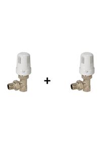 Eca 1/2 Termostatik Köşe Radyatör Vanası Trv3 2'li Paket (havlupan Kalorifer Petek)