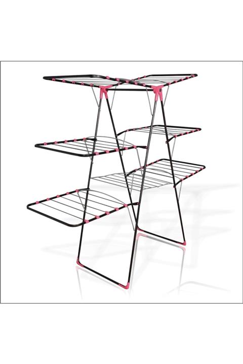 M3DECORİUM Paslanmaz Fayansı Çizmeyen Leke Yapmayan Üç 3 Katlı 150 Cm Çamaşırlık Kurutmalık Askısı Rafı Teli