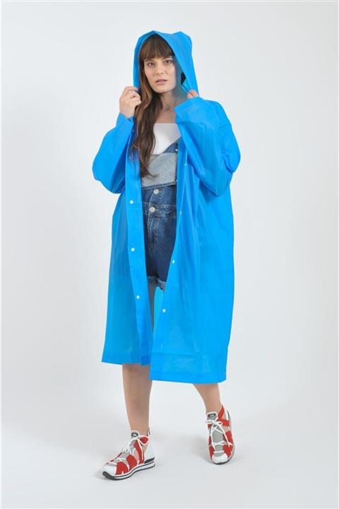 Dream Plus Unisex Mavi Eva Kumaş Su Rüzgar Geçirmez Yağmurluk