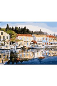 HabuHobi Sayılarla Boyama Seti Fırça Tuval Şeklinde Çerçeveli 35x50
