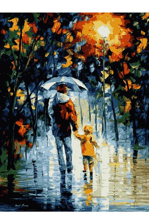 Ticaret Gemisi 35x50 Sayılarla Boyama Tuval Şeklinde Çerçeveli