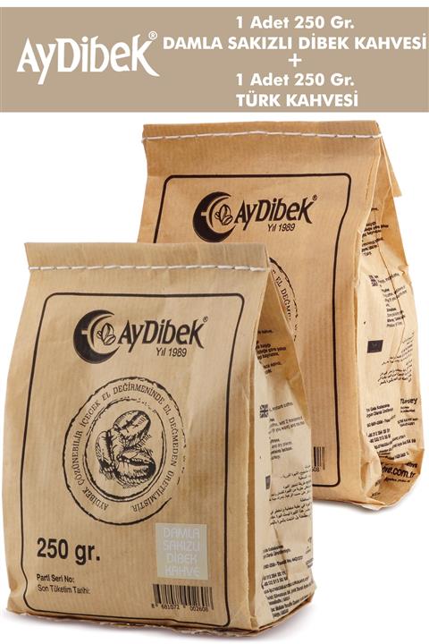 TOOLIA Aydibek Damla Sakızlı Dibek Kahvesi 250 Gr. & Aydibek Türk Kahvesi 250 Gr. (toplam 500 Gr.)