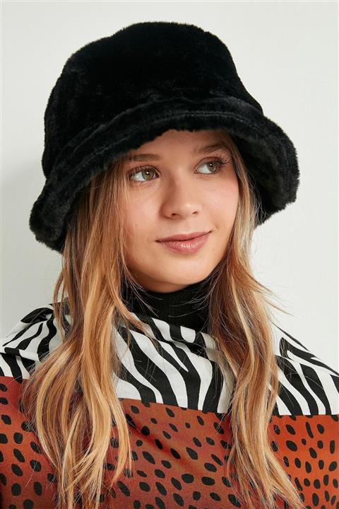 BALIENTE Siyah Peluş Bucket Kadın Şapka