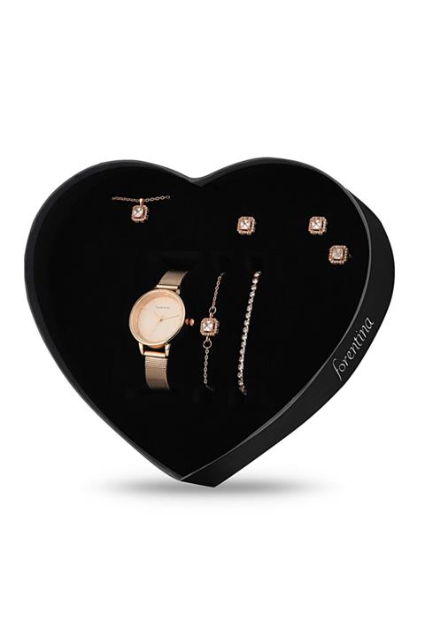 Forentina Rose Tektaş Kolye Küpe Yüzük Bileklik Saat