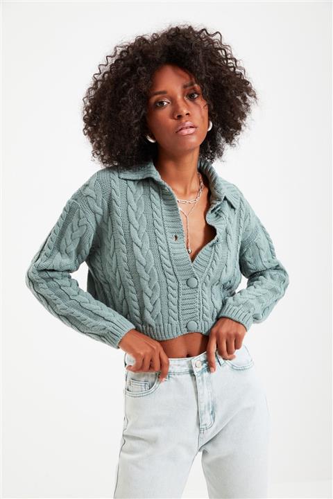 TRENDYOLMİLLA Mint Polo Yaka Triko Hırka TWOAW22HI0448