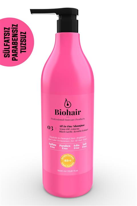 Biohair All In One Siyah Sarımsak Ginseng Argan Keratin Özlü Şampuan 1000ml No:03